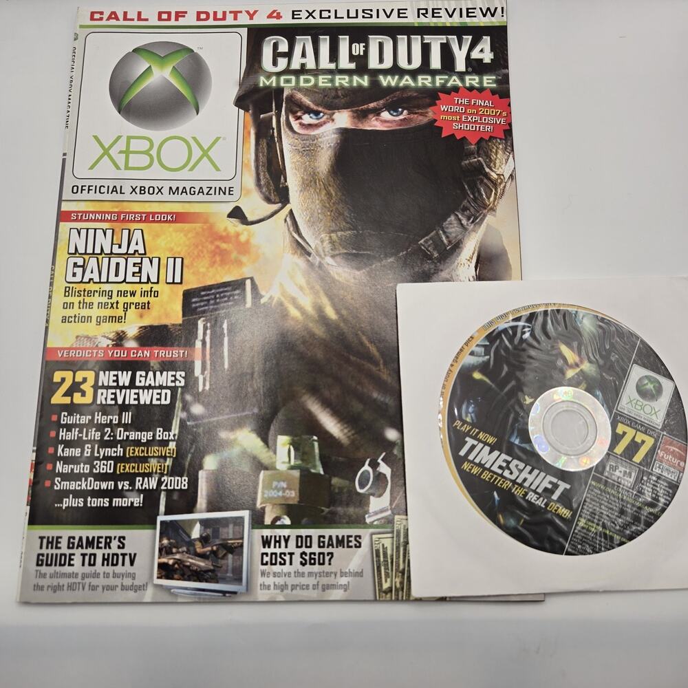 Official Microsoft Xbox Magazine W/ TimeShift Demo Disc Authentic